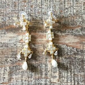 DANNIJO Rhinestone Pearl Drop Earrings